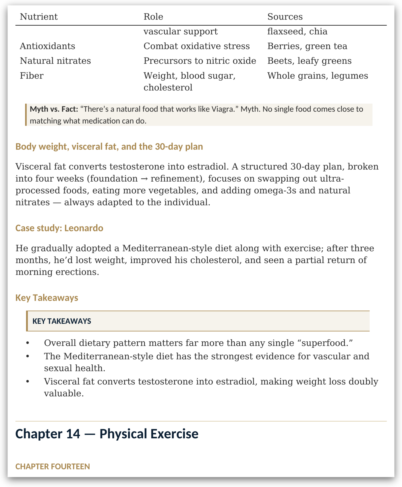 Myth vs. Fact and Key Takeaways, lifestyle chapter